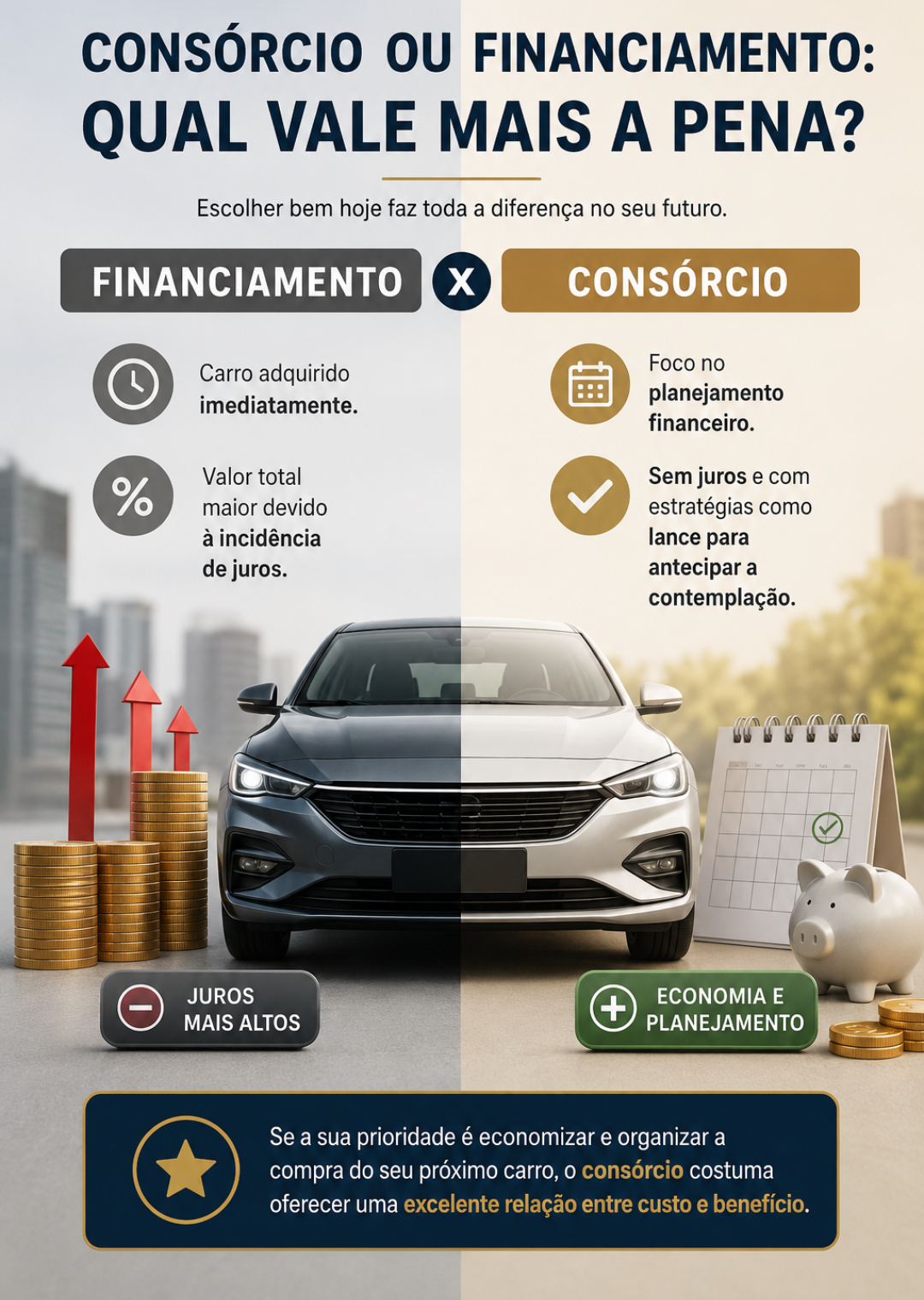 Consórcio ou financiamento qual vale mais a pena